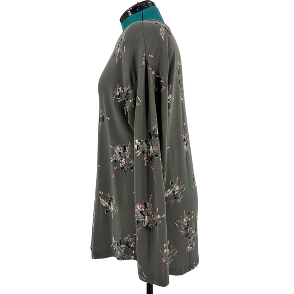 Catherine Malandrino Olive Green Floral Print Long Sleeve Sweatshirt, Large - Picture 4 of 16
